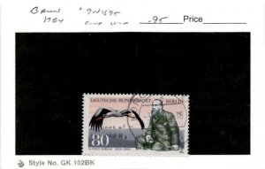 Germany - Berlin, Postage Stamp, #9N495 Used, 1984 Brehm, Bird Stork (AC)