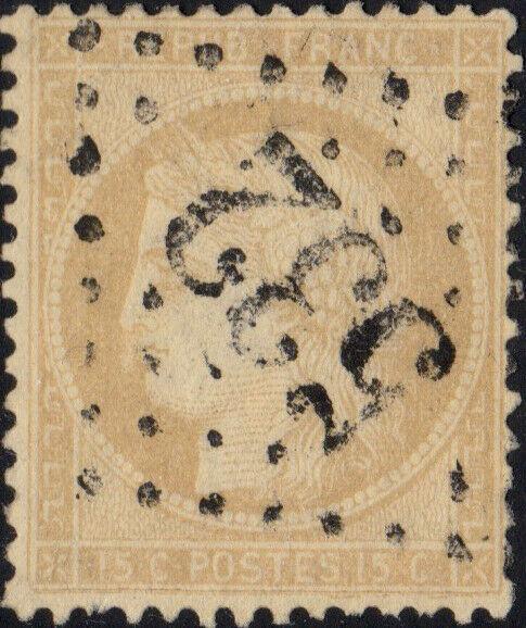 FRANCE - Yv.59 15c bistre (petits chiffres) obl. GC 532 (Bordeaux) 