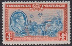 1938 - 1946 Bahamas KGVI 4 pence issue MLMH Sc# 106 CV $.85