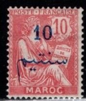 French Morocco - #30  Right of Man Surcharged - MH