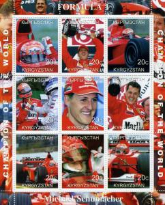 Kyrgyzstan 2000 FORMULA 1 SCHUMACHER Sheet Perforated Mint (NH)