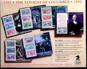 1992 Voyages of COLUMBUS  6 S.S  MNH Original Envelope Columbians 2624 - 2629