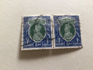 British India 5 Rs used pair  stamps A13441