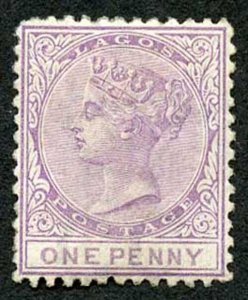 Lagos SG1 1d lilac-mauve Wmk Crown CC Perf 12.5 Re-gummed