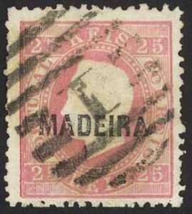 Madeira Sc# 23 Used 1871-1880 25r King Luiz Portugal Overprint