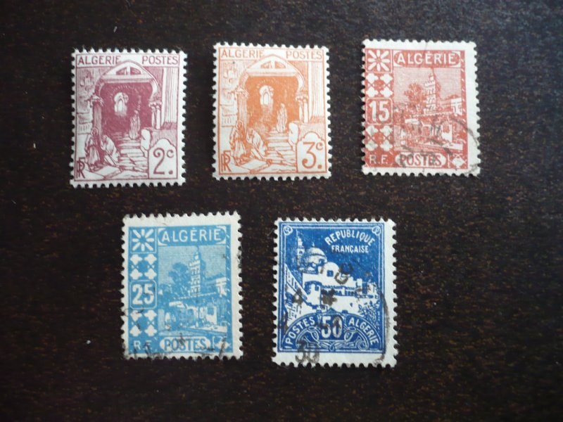 Stamps - Algeria - Scott# 34-35,38,42,49 - Used Part Set of 5 Stamps