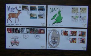 Great Britain 1992 Accession Wintertime Christmas Maps First Day Covers Used 