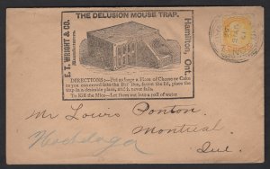 1896 Hamilton orb ties 1c Small Queen on “The Delusional Mouse Trap” adve...