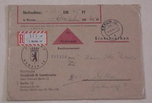GERMAN  BERLIN COVER COD TRIANGLE 1954