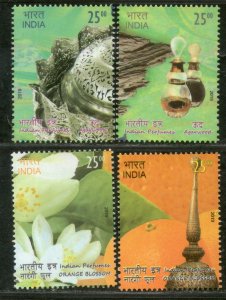 India 2019 Indian Perfumes Agarwood Orange Blossom Flower Fragrance Stamps 4v MN
