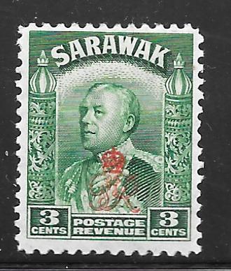 Sarawak 161: 3c Sir Charles Vyner Brooke overprint, MH, F-VF