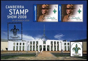 Australia 2008 Canberra Stamp Show 2008 Minisheet OP SCOUTS 100 Years MNH