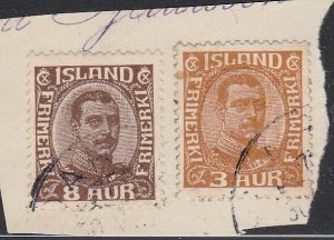 ICELAND SG117 & 121 used on piece...........................................F711