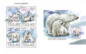 Polar Bears Eisbären Animals Fauna Tiere Togo MNH stamp set