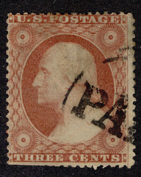 US #26 VF used, face free cancel, circled PAID cancel,  nicely centered, FR...