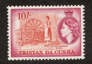 1954 Tristan Da Cunha Sc# 27 - 10sh, QEII & Island Spinning Wheel - MH Cv$22.50