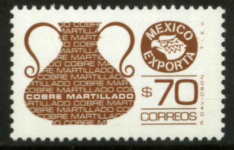 MEXICO Exporta 1468a $70P Copper Perf 14 Fluor Paper 8 MINT, NH. VF.