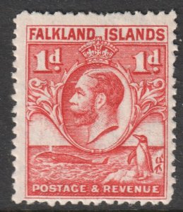 Falkland Islands Scott 55 - SG117, 1929 Whale & Penguin 1d MH*