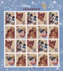 2004 US Scott #3865-3868 37c The Art of Disney: Friendship, Sheet of 20 MNH