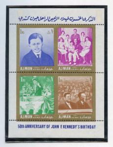 AJMAN  JOHN F KENNEDY MEMORIAL PERF & IMPERF  STAMPS  & SHEETLETS MINT NH 