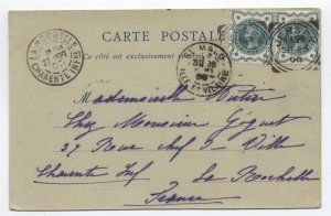 1900 Jersey postcard to France 1/2d pair [6521.147]