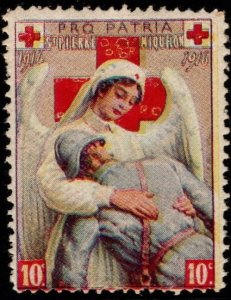 1914 WW One France Delandre Poster Stamp St. Pierre Miquelon Red Cross Unused