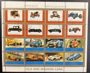 Ajman (UAE) #?? Miniature Sheet Used / Canceled - Old/Modern Cars c1972?? [R795]