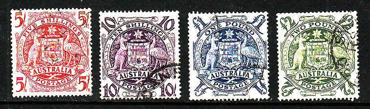 Australia-Sc.#218-21-used Arms of Australia set-1949-50-