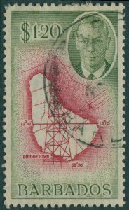 Barbados 1950 SG281 $1.20 KGVI Map and Mast FU