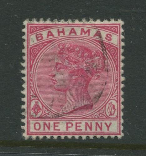 Bahamas -Scott 27 - QV Definitive Issue -1884 - FU - Single 1p Stamp