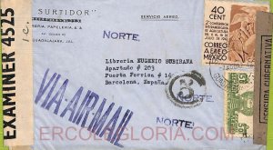 ad6294 - MEXICO - Postal History -  COVER to SPAIN 1942 Double CENSOR