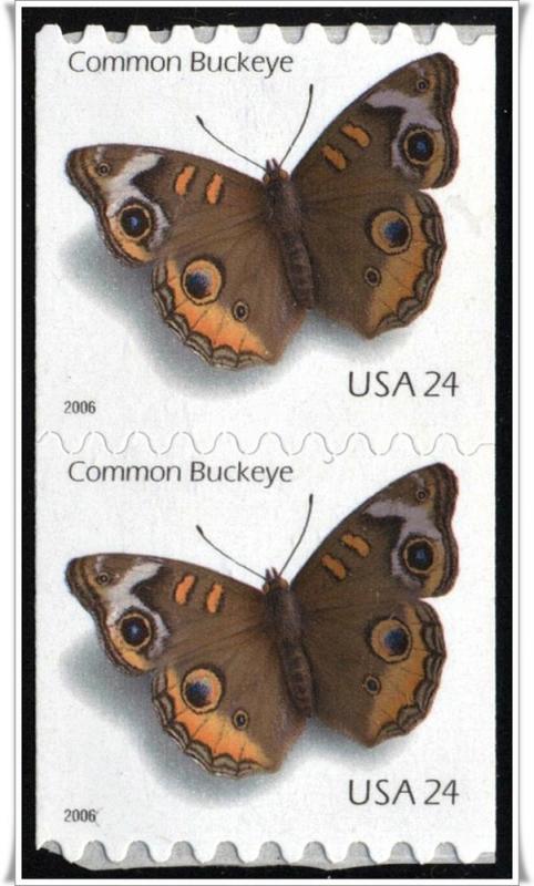 SC#4002 24¢ Buckeye Butterfly Coil Pair MNH