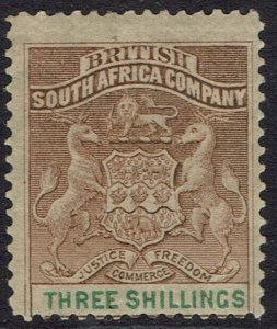 RHODESIA 1892 ARMS 3/-