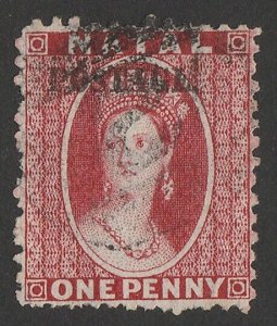 NATAL 1869 'POSTAGE' on QV Chalon 1d bright red.