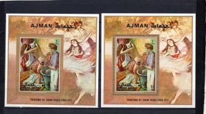 AJMAN 1971 PAINTINGS BY EDGAR DEGAS SET OF 2 S/S PERF. & IMPERF. MNH