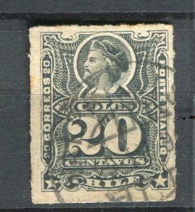 CHILE; 1877-78 classic Columbus rouletted issue used shade of 20c. value