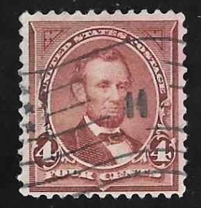 280 4 cents LOGO FLAG CANCEL Lincoln, rose brown Issue Stamp used VF