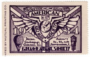 (I.B) US Cinderella : American Airmail Society Covention (Chicago 1934)