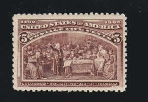 US 234 5c Columbian Exposition Mint F-VF OG NH SCV $140