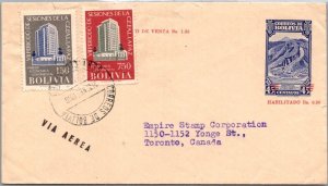 SCHALLSTAMPS BOLIVIA 1960 POSTAL HISTORY AIRMAIL STATIONERY COVER ADDR CANADA