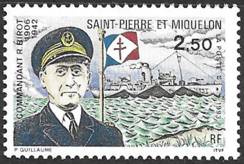 ST. PIERRE & MIQUELON Sc. 586 Commander R. Birot 1993 MNH