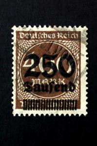 GERMANY #258 SURCHARGED USED 1923 Embossed  20KT.88