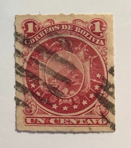 Bolivia 1887 Scott 24 used - 1c,  Coat of Arms,