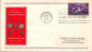 FDC 1939 SC #855 Fidelity Cachet - Cooperstown, Ny - Block Of 4 - F77323