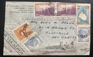 1939 Buenos Aires Argentina City Bank Airmail Cover To Somerville NJ USA