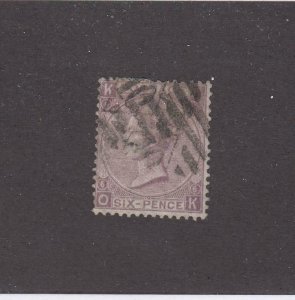 GREAT BRITAIN (MK3882) # 50 VF-USED 6d VICTORIA / DL VIOLET/ PL #6 CAT VAL $93