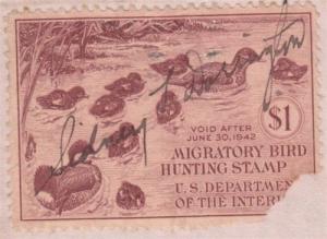 RW8 1941 Duck Stamp Used On Massachusetts License