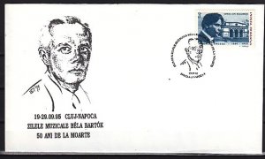 Romania, SEP/94 issue. Composer Bela Bartok. Cachet & Cancel on Cover..