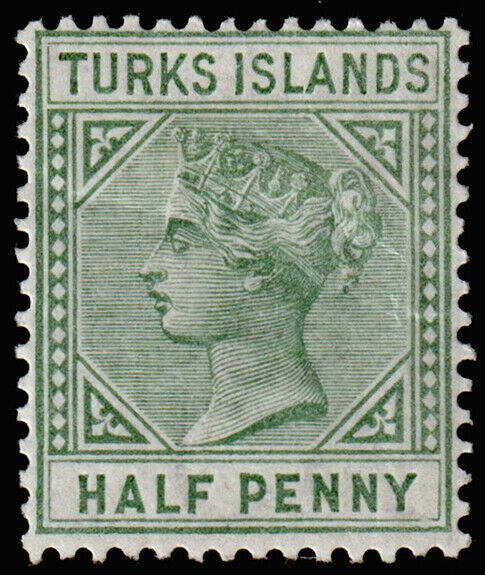 Turks Islands Scott 48 (1885) Mint H F-VF, Cat. Value $7.25 M