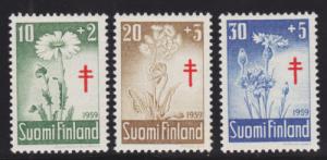Finland Sc B154-B156 MNH. 1959 Flowers Semi-Postals VF